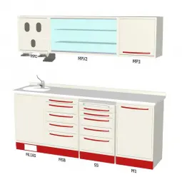 Astra Alius furniture with melamine countertop, suspension body and dispenser