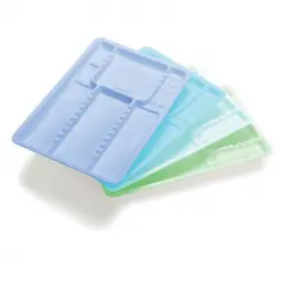 Large colored disposable plastic trays