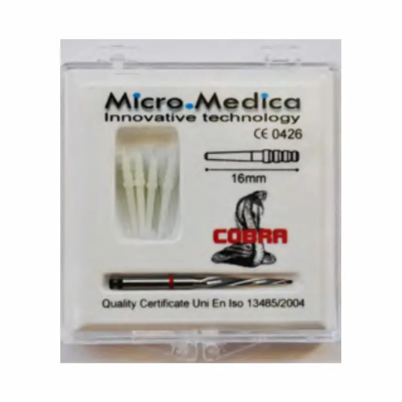 "Cobra Conic" quartz fiber dental posts - set 10 posts + drill