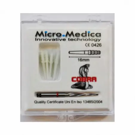 "Cobra Conic" quartz fiber dental posts - set 10 posts + drill