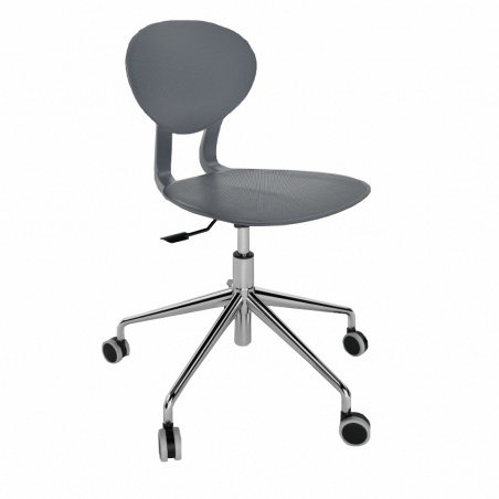 Coloured polyurethane chair with a mobile chromed bottom