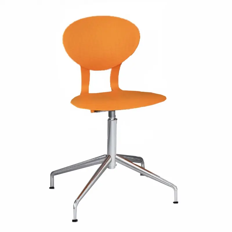 Coloured polyurethane chair with a fixed chromed-plated bottom Coloured polyurethane chair with a fixed chromed-plated bottom