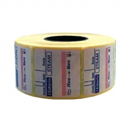 Double adhesive labels with steam indicator (for label gun)
