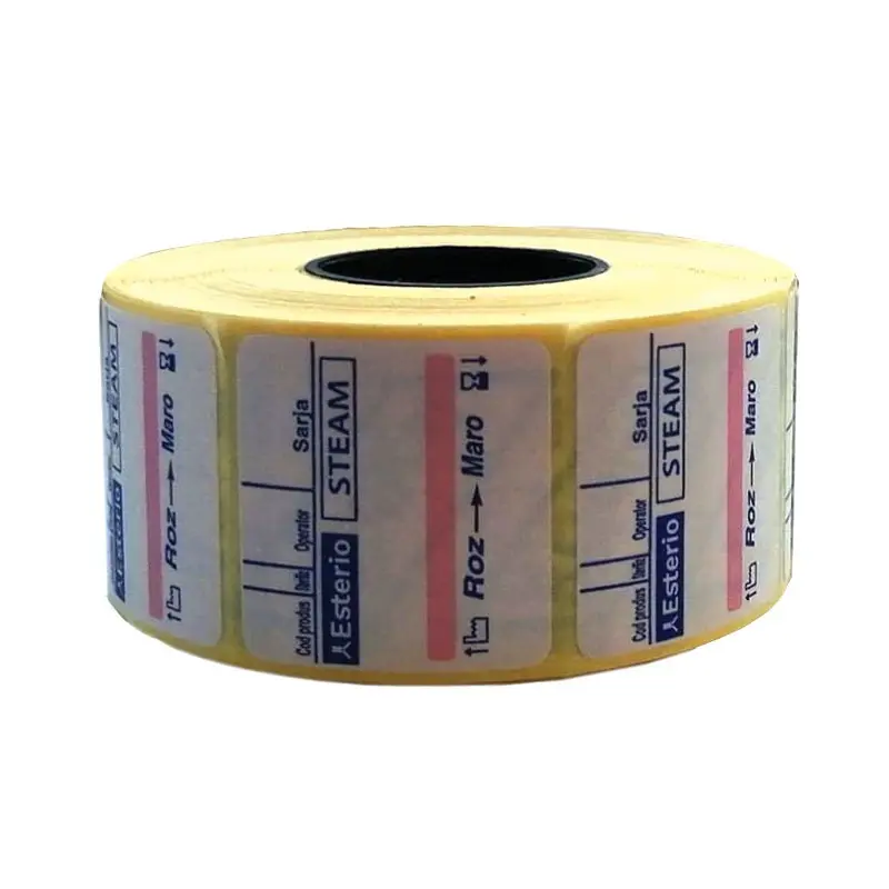 Étiquettes doublement adhésives avec indicateur de vapeur (pour pistolet d'étiquettage) Étiquettes doublement adhésives avec indicateur de vapeur (pour pistolet d'étiquettage)