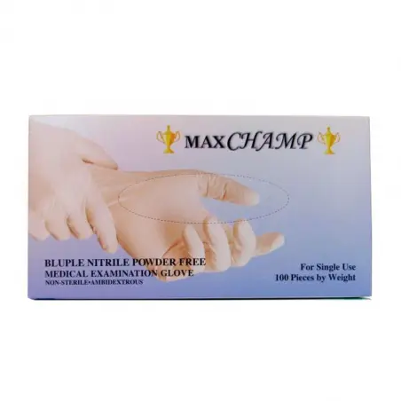 Gants d'examen en nitrile MaxChamp 100pcs, bluple, XS