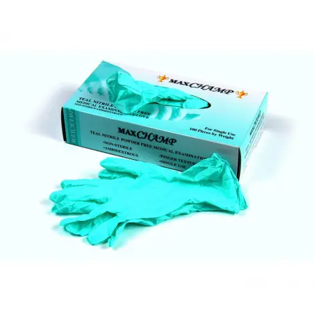 Gants d'examen en nitrile MaxChamp 100 pièces, bleu sarcelle