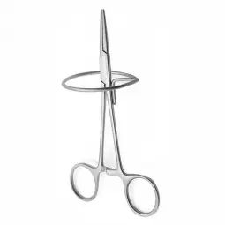 Straight laboratory clamp with ring for ceramic crowns