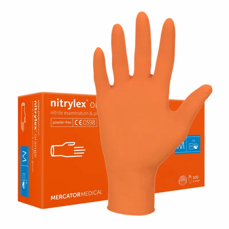 Nitrylex nitrile gloves 100pcs, orange, S