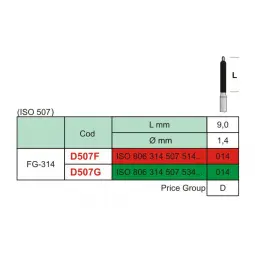 D507 diamond-studded bur for shoulder preparations
