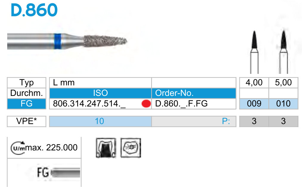 D860-freza-diamantata-flacara-dreapta-dentara-dentist-dimant-cabinet-stomatologie-turbina-dinte